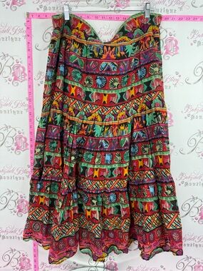 VIPETITES skirt long Bohemian Multicolor Tiered Maxi Skirt - Vibrant Pattern